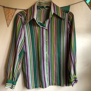 Vintage 80’s multicolored pinstripe button-down!